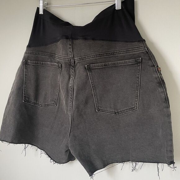 Old Navy Maternity Boyfriend Cutoff Denim Shorts Black Pregnancy Women's 16 - Picture 4 of 8